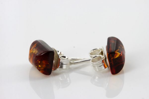 Modern Baltic Amber Stud Earrings 925 Silver Handmade ST0005 RRP£14.00!!!