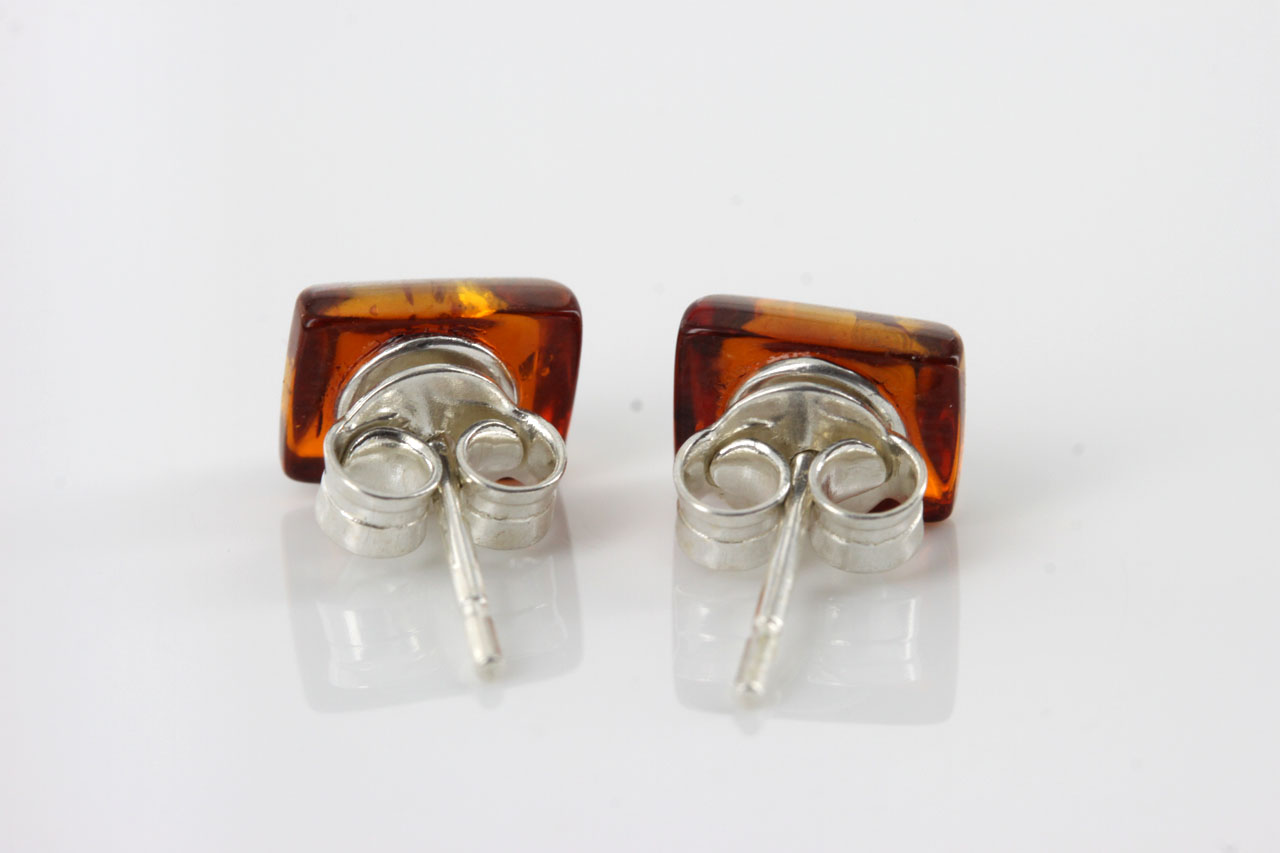 German Baltic Amber Modern Stud Earrings In 925 Silver Handmade ST0097 RRP£22!!! 