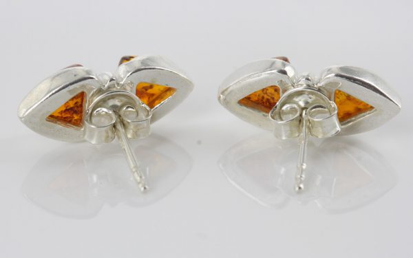 Modern German Baltic Amber Stud Earrings 925 Silver Handmade ST0006 RRP£25.00!!!