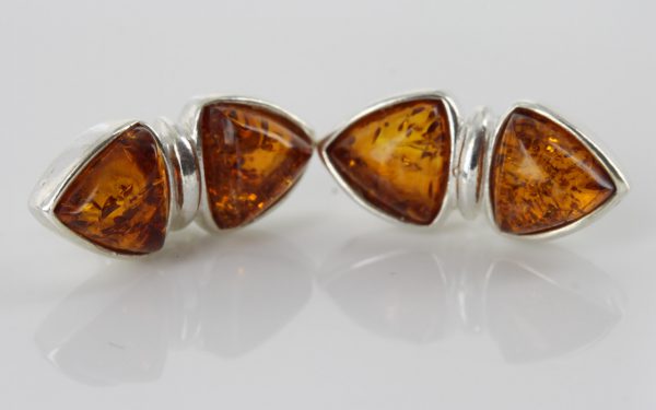 Modern German Baltic Amber Stud Earrings 925 Silver Handmade ST0006 RRP£25.00!!!