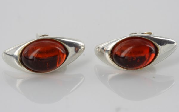 Classic German Baltic Amber Stud Earrings 925 Silver Handmade ST0007 RRP£15.00!!!