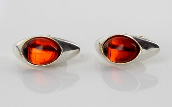 Classic German Baltic Amber Stud Earrings 925 Silver Handmade ST0007 RRP£15.00!!!