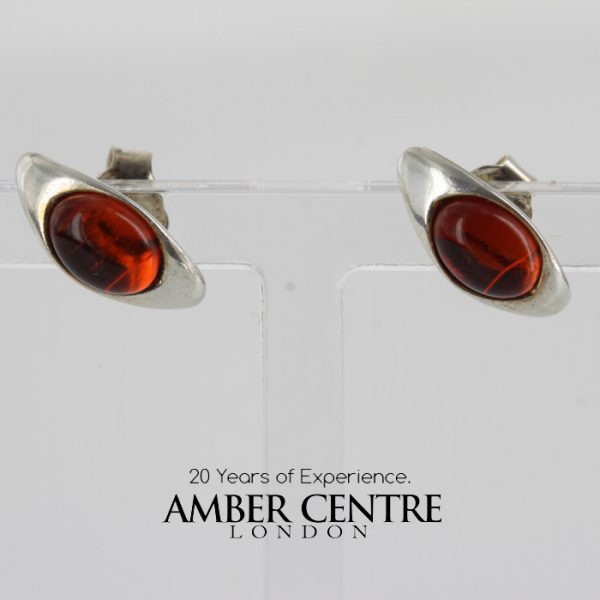 Classic German Baltic Amber Stud Earrings 925 Silver Handmade ST0007 RRP£15.00!!!