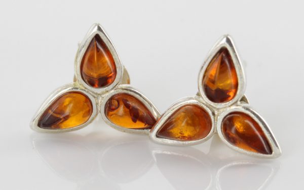 Classic Baltic Amber Stud Earrings 925 Silver Handmade ST0008 RRP£18.00!!!