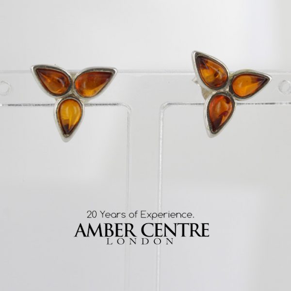 Classic Baltic Amber Stud Earrings 925 Silver Handmade ST0008 RRP£18.00!!!