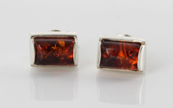 Modern German Baltic Amber Stud Earrings 925 Silver Handmade ST0010 RRP£15.00!!!