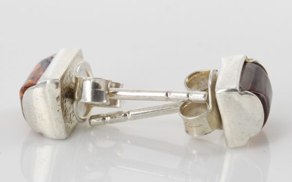 Modern German Baltic Amber Stud Earrings 925 Silver Handmade ST0010 RRP£15.00!!!