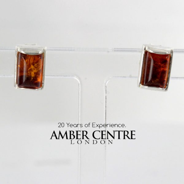 Modern German Baltic Amber Stud Earrings 925 Silver Handmade ST0010 RRP£15.00!!!