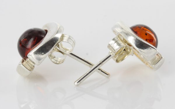 Classic German Baltic Amber Stud Earrings 925 Silver Handmade ST0012 RRP£20!!!