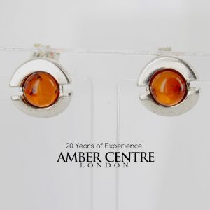 Classic German Baltic Amber Stud Earrings 925 Silver Handmade ST0012 RRP£20!!!