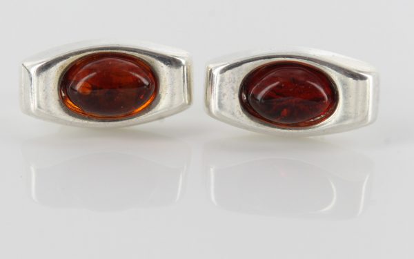 Modern German Baltic Amber Stud Earrings 925 Silver ST0014 RRP£20!!!