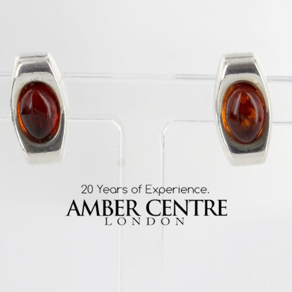 Modern German Baltic Amber Stud Earrings 925 Silver ST0014 RRP£20!!!