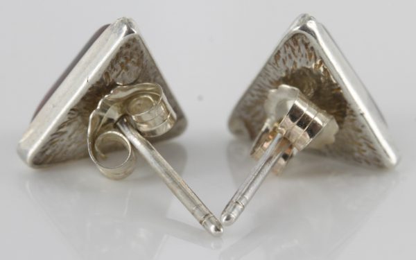 Modern German Baltic Amber Stud Earrings 925 Silver Handmade ST0015 RRP£14!!!
