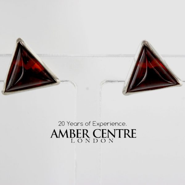 Modern German Baltic Amber Stud Earrings 925 Silver Handmade ST0015 RRP£14!!!