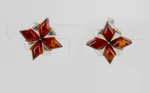 Elegant German Baltic Amber Stud Earrings 925 Silver Handmade ST0016 RRP£40!!!