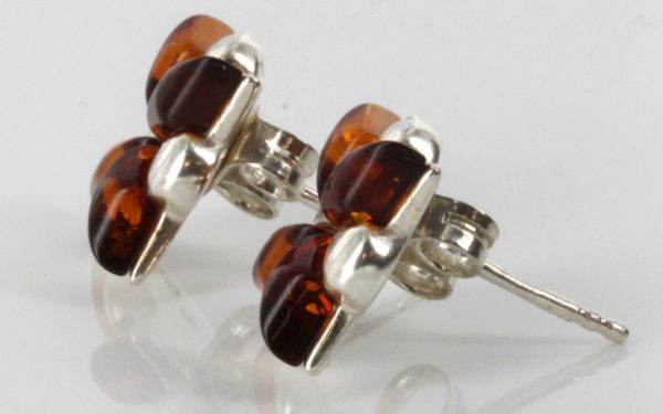 Elegant German Baltic Amber Stud Earrings 925 Silver Handmade ST0016 RRP£40!!!