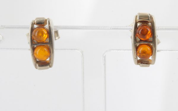 Modern German Baltic Amber Handmade Stud Earrings 925 Silver ST0020 RRP£18!!!