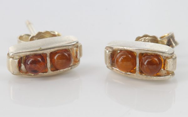 Modern German Baltic Amber Handmade Stud Earrings 925 Silver ST0020 RRP£18!!!