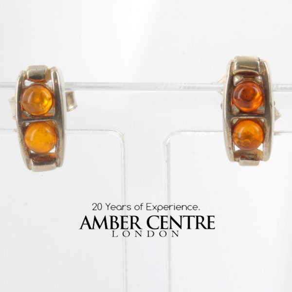 Modern German Baltic Amber Handmade Stud Earrings 925 Silver ST0020 RRP£18!!!
