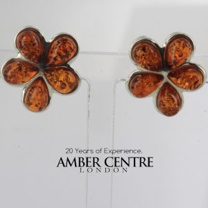 Elegant German Baltic Amber Handmade Stud Earrings 925 Silver ST0024 RRP£28!!!