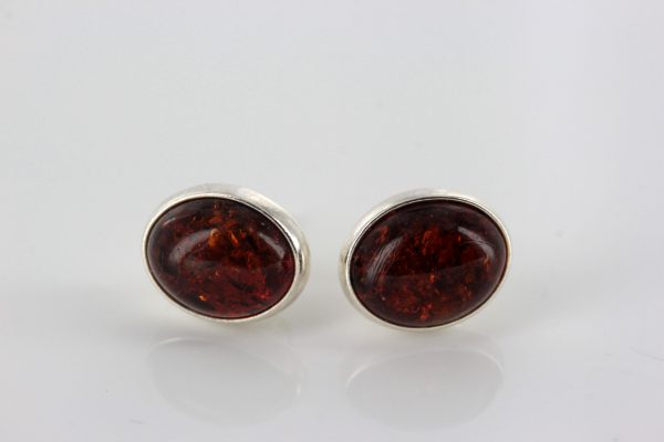 German Baltic Amber Classic Stud Earrings 925 Silver Handmade ST0025 RRP£20!!!