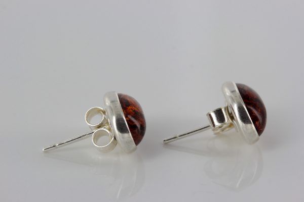 German Baltic Amber Classic Stud Earrings 925 Silver Handmade ST0025 RRP£20!!!