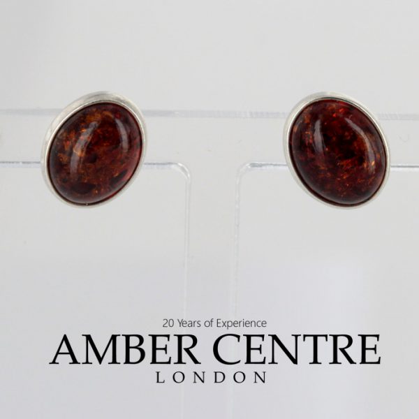 German Baltic Amber Classic Stud Earrings 925 Silver Handmade ST0025 RRP£20!!!
