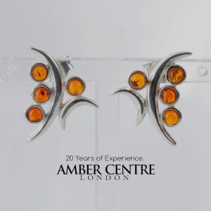 Unusual German Baltic Amber Stud Earrings 925 Silver ST0030 RRP£28!!!