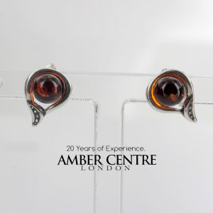 Elegant German Baltic Amber Handmade Stud Earrings 925 Silver ST0034 RRP£14!!!