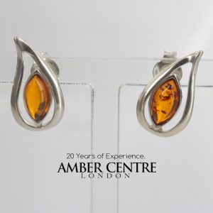 Modern German Baltic Amber Stud Earrings 925 Silver ST0035 RRP£20!!!