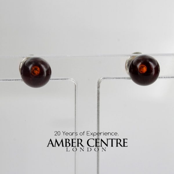 Stylish German Baltic Amber Small Stud Earrings 925 Silver ST0037 RRP£12.00!!!