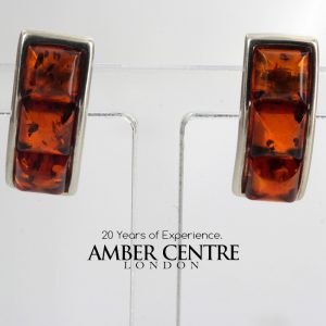 Elegant German Baltic Amber Stud Earrings 925 Silver Handmade ST0039 RRP £27!!!