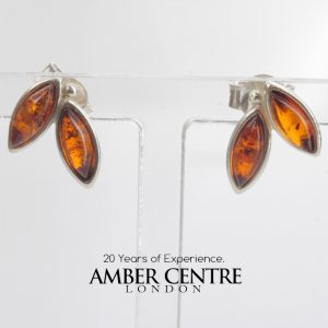 German Baltic Amber Handmade Elegant Stud Earrings 925 Silver ST0045 RRP£18!!!