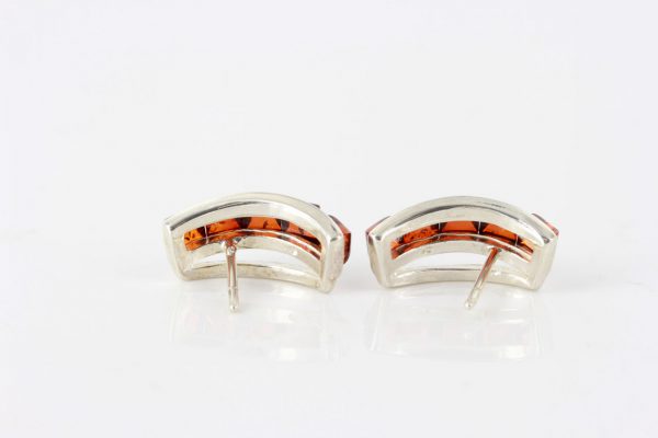 Italian Design German Baltic Amber Handmade Stud Earrings In 925 Silver ST0051 RRP£40!!!