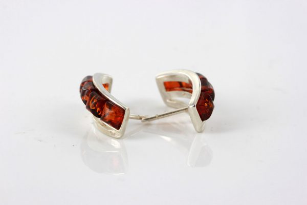 Italian Design German Baltic Amber Handmade Stud Earrings In 925 Silver ST0051 RRP£40!!!