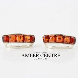 Italian Design German Baltic Amber Handmade Stud Earrings In 925 Silver ST0051 RRP£40!!!