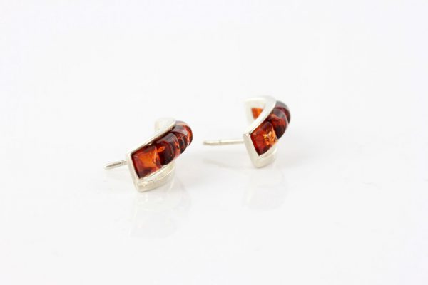 Italian Design German Baltic Amber Handmade Stud Earrings In 925 Silver ST0051 RRP£40!!!