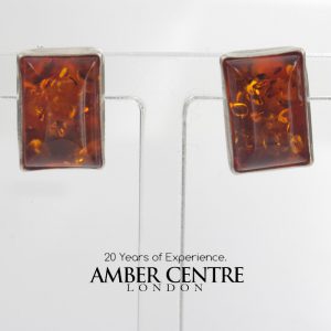 GERMAN BALTIC AMBER HANDMADE MODERN STUD EARRINGS 925 SILVER ST0053 RRP£29!!!