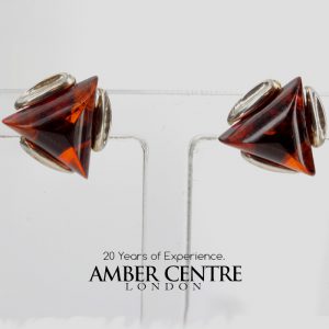 Italian Style German Baltic Amber Stud Earrings 925 Silver ST0054 RRP£20.00!!!