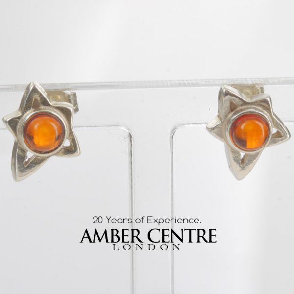 Feminine Design German Baltic Amber Stud Earrings 925 Silver ST0055 RRP£18!!!