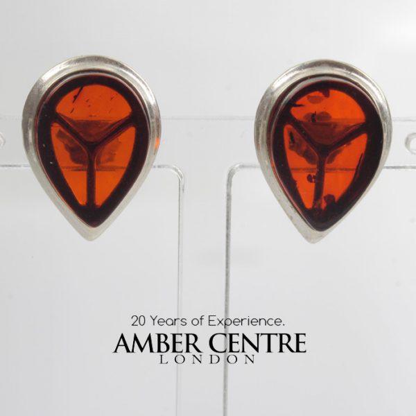 Elegant Italian Style Baltic Amber Stud Earrings 925 Silver ST0058 RRP£40!!!