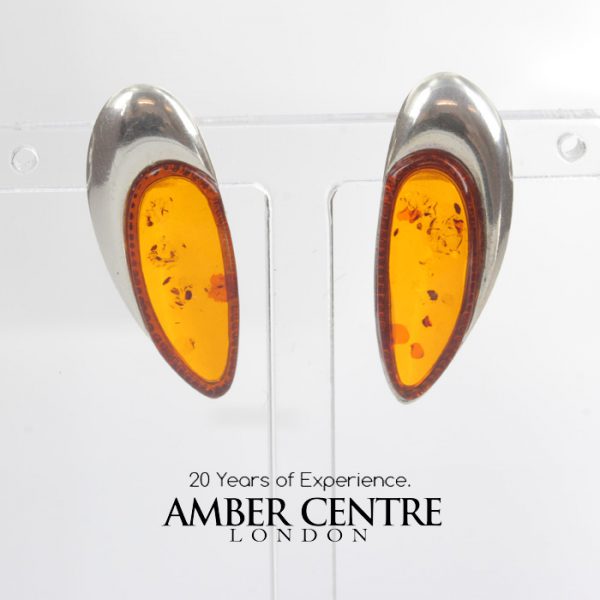 ITALIAN STYLE GERMAN BALTIC AMBER STUD EARRINGS 925 SILVER ST0060 RRP£40!!!