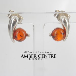 Modern German Baltic Amber Handmade Stud Earrings 925 Silver ST0062 RRP£25!!!