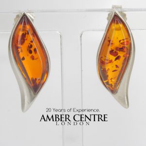 Elegant Italian Made Baltic Amber Handmade Stud Earrings 925 Silver ST0064 RRP£30!!!