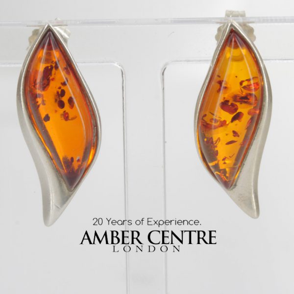 Elegant Italian Made Baltic Amber Handmade Stud Earrings 925 Silver ST0064 RRP£30!!!