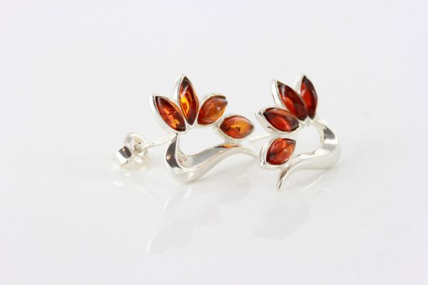 Italian Unique Design Baltic Amber Handmade Stud Earrings In 925 Silver ST0067 RRP£28!!!