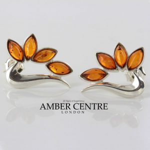 Italian Unique Design Baltic Amber Handmade Stud Earrings In 925 Silver ST0067 RRP£28!!!