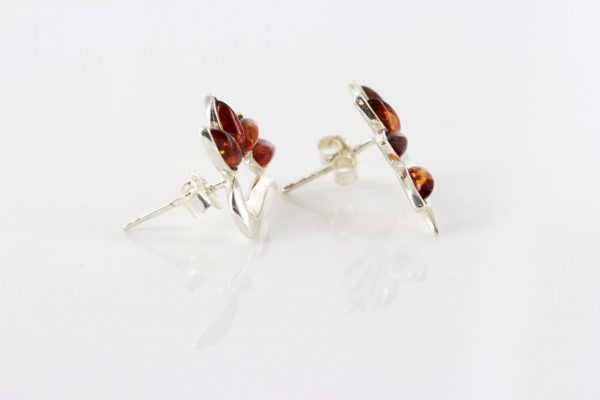 Italian Unique Design Baltic Amber Handmade Stud Earrings In 925 Silver ST0067 RRP£28!!!