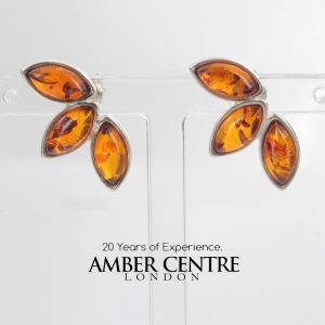 Unusual German Baltic Amber Handmade Stud Earrings 925 Silver ST0070 RRP£29!!!