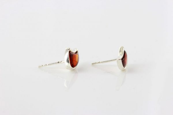 Handmade Crescent Shaped German Baltic Amber Stud Earrings 925 Silver ST0074 RRP£18.00!!!